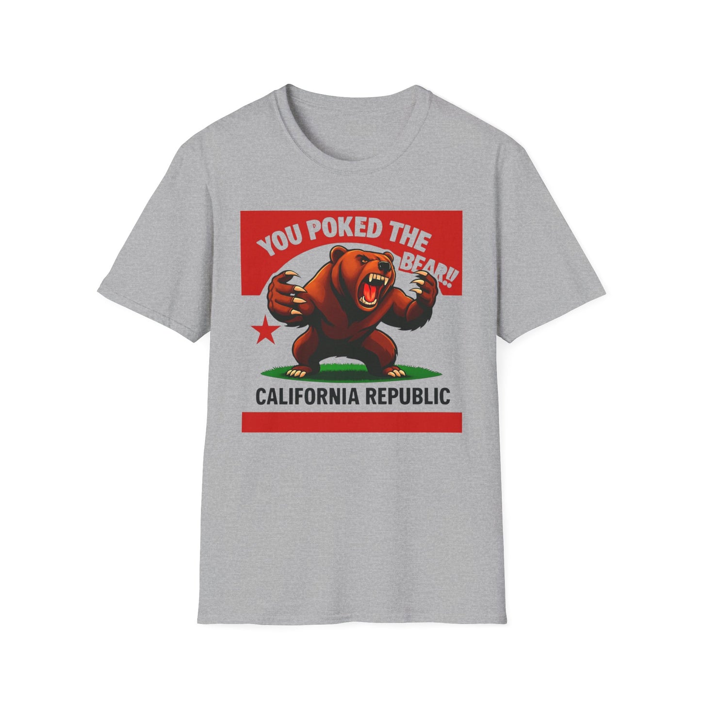 You Poked The Bear!! California Bear Graphic Tee, Unisex Softstyle T-Shirt, Cute Funny Shirt, Gift for Friends, California Pride Apparel