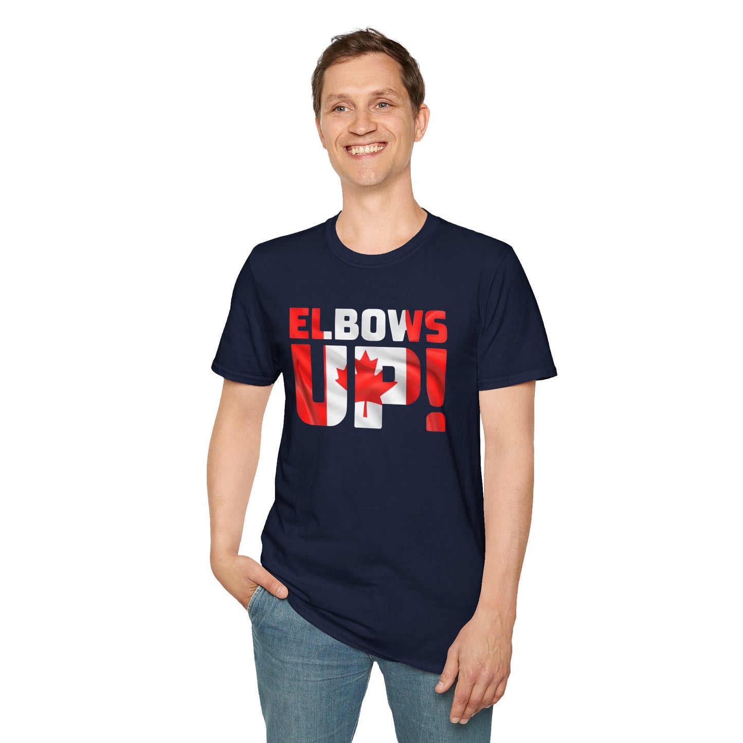 Canadian Pride Elbows Up T-Shirt, Unisex Tee, Fun Canada Day Apparel, Gift for Canada Lovers, Comfortable Travel Shirt