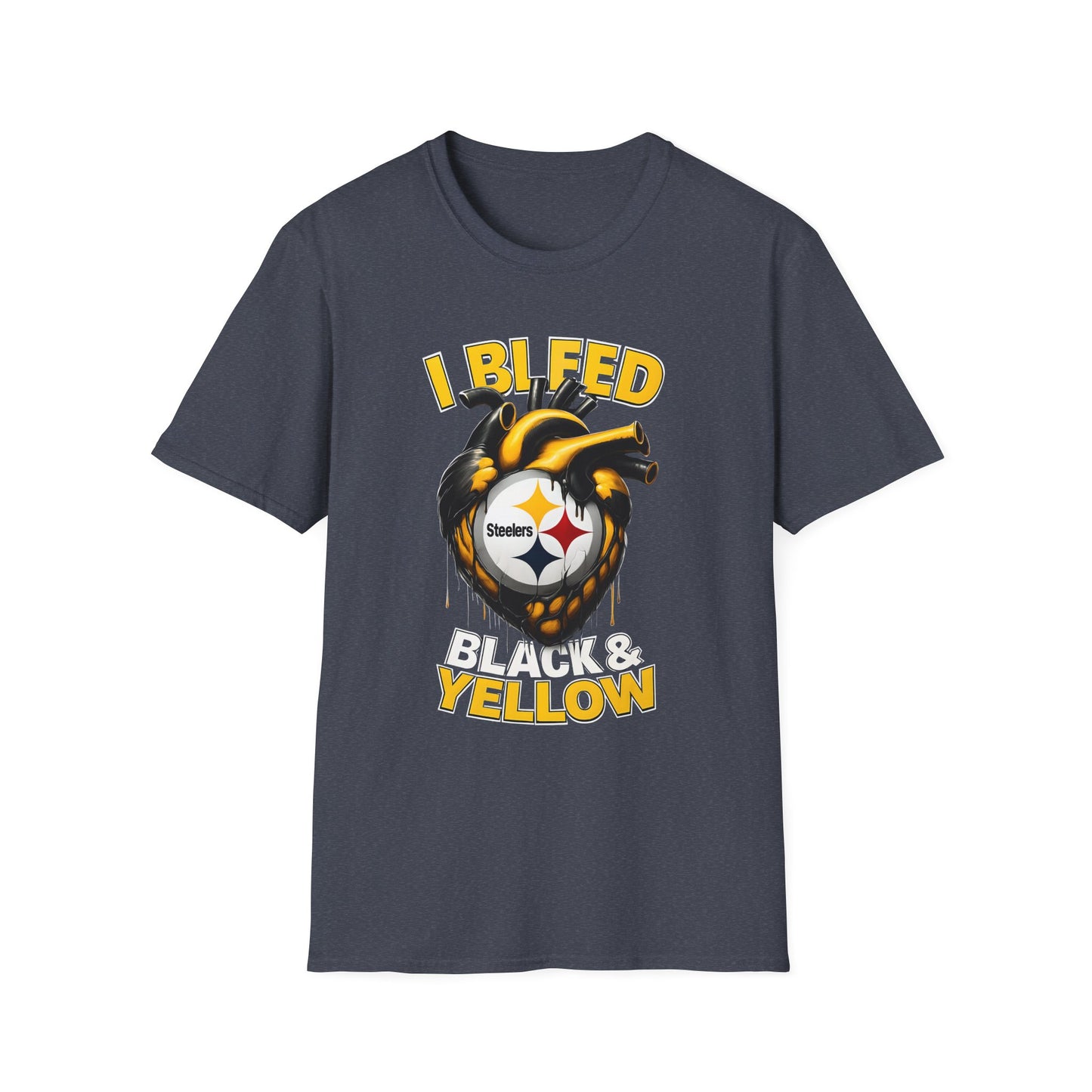 Pittsburgh Steelers Fan T-Shirt, Unisex Softstyle Tee, Black & Yellow Sports Shirt, Casual Game Day Apparel, Gift for Football Enthusiasts