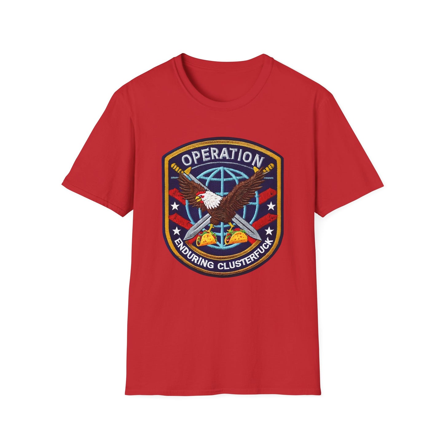 Operation Enduring Clusterf*ck Unisex Softstyle T-Shirt, Casual Wear, Military Humor Tee, Gift for Veterans, Fun Graphic Tee