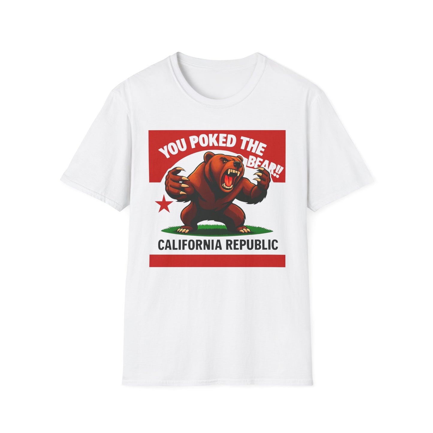 You Poked The Bear!! California Bear Graphic Tee, Unisex Softstyle T-Shirt, Cute Funny Shirt, Gift for Friends, California Pride Apparel
