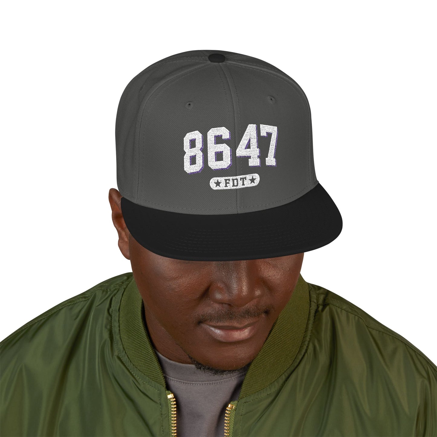 8647 FDT Snapback Cap, Embroidered Baseball Hat, Trendy Street Style, Gift for Political Enthusiasts, Unisex Fashion Headwear