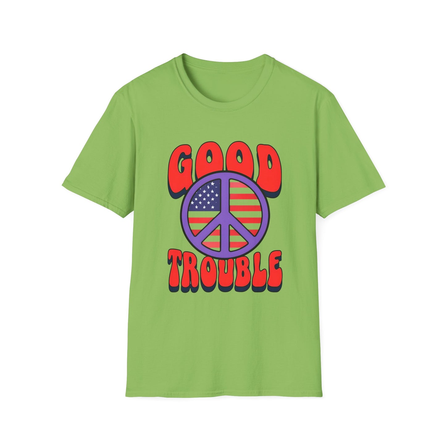 Peace & Good Trouble Unisex T-Shirt, Retro Graphic Tee, Casual Wear, Gift for Activists, July 4th Celebration Shirt