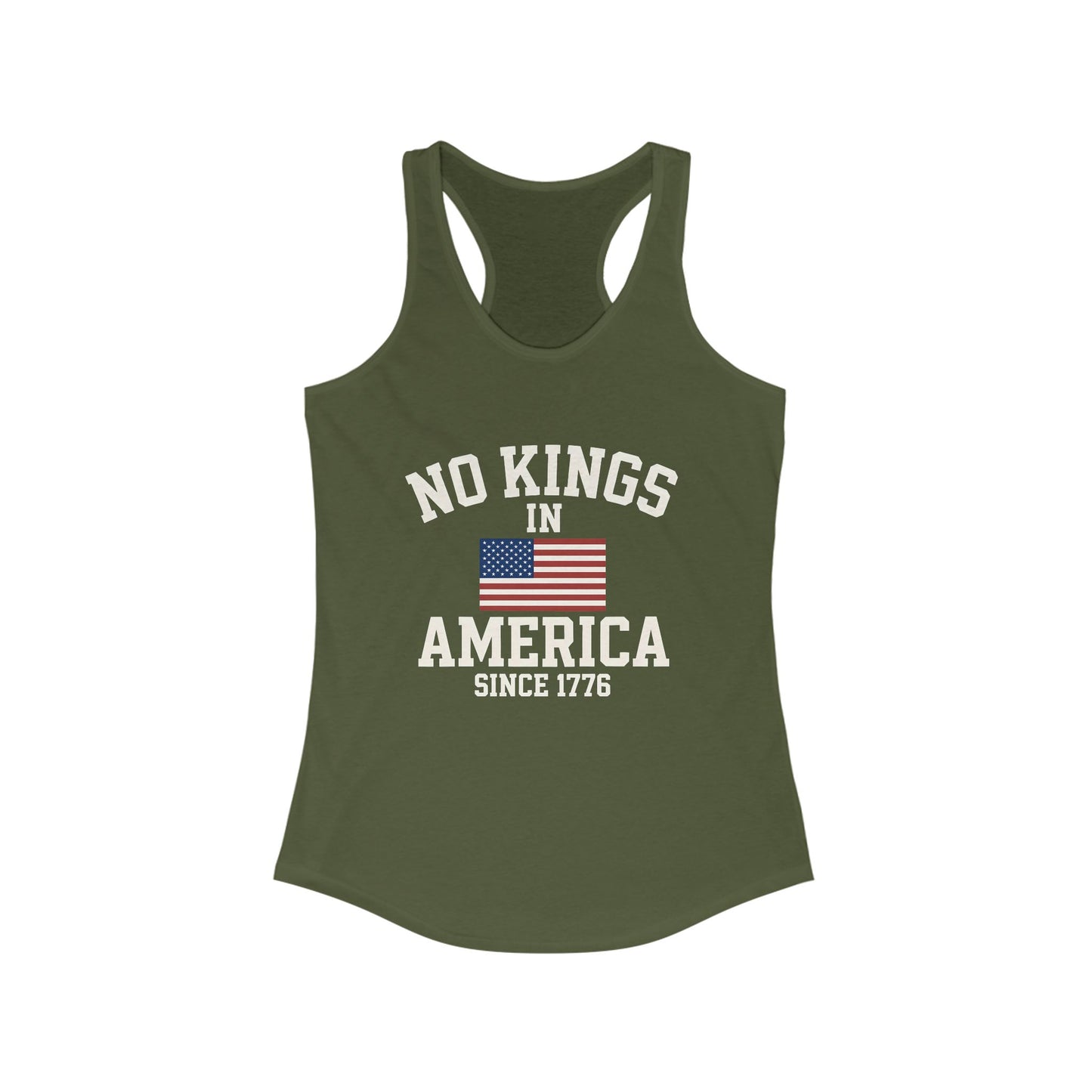 No Kings Racerback Tank, No Kings in America Tee, Fourth of July Top, Casual Summer Wear, Independence Day Apparel, Gift for Her