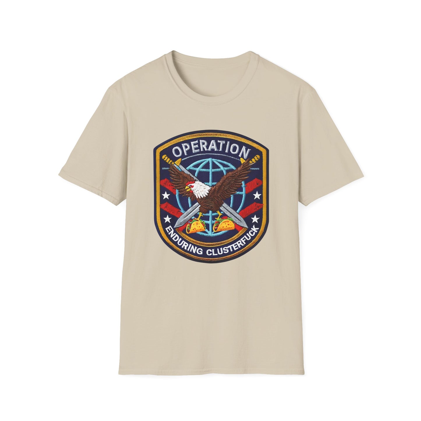 Operation Enduring Clusterf*ck Unisex Softstyle T-Shirt, Casual Wear, Military Humor Tee, Gift for Veterans, Fun Graphic Tee