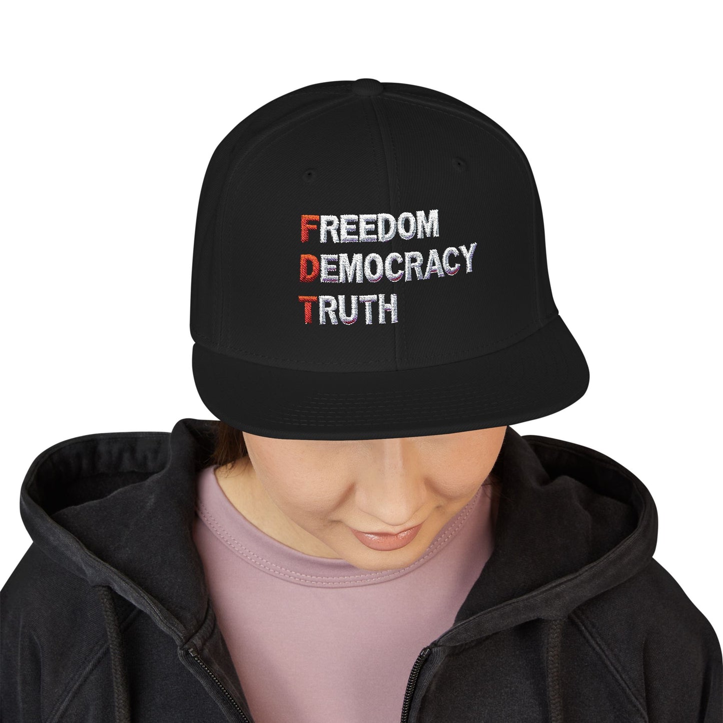 Freedom Democracy Truth Snapback Hat - Stylish Streetwear Cap for Casual Outfits, Perfect Gift for Sports Fans, Adjustable Fit