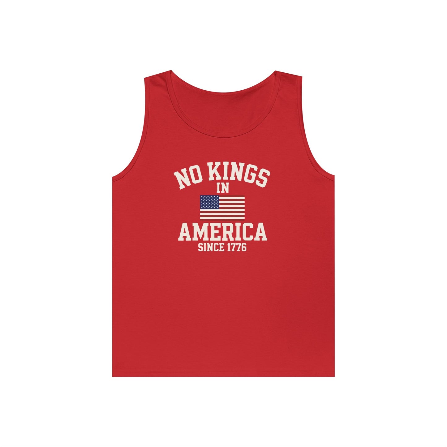 Unisex Heavy Cotton Tank Top - 'No Kings In America' Patriotic Tee, Independence Day Gift, Summer Wear, Casual Top, Freedom Statement Shirt