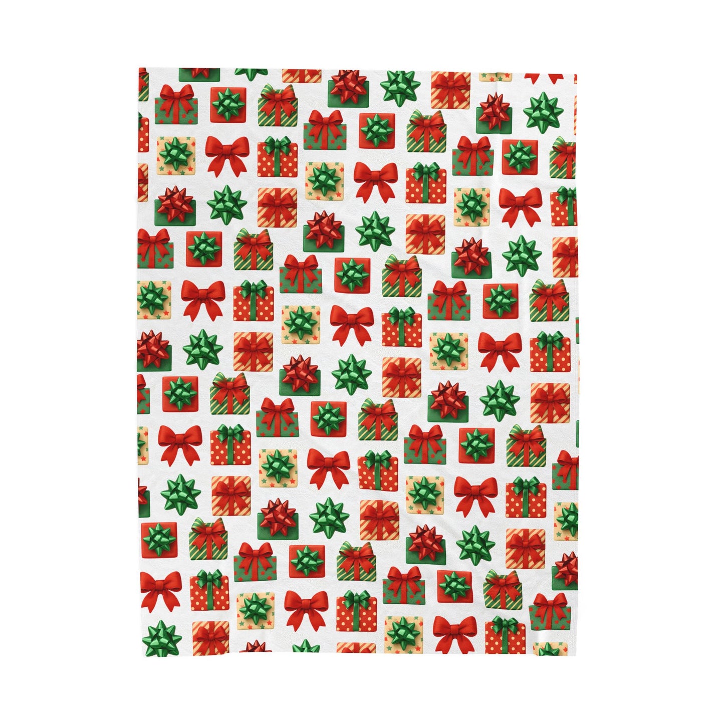 Festive Gift Print Velveteen Plush Blanket | Cozy Holiday Throw | Christmas Decor | Winter Gift | Soft and Warm Blanket