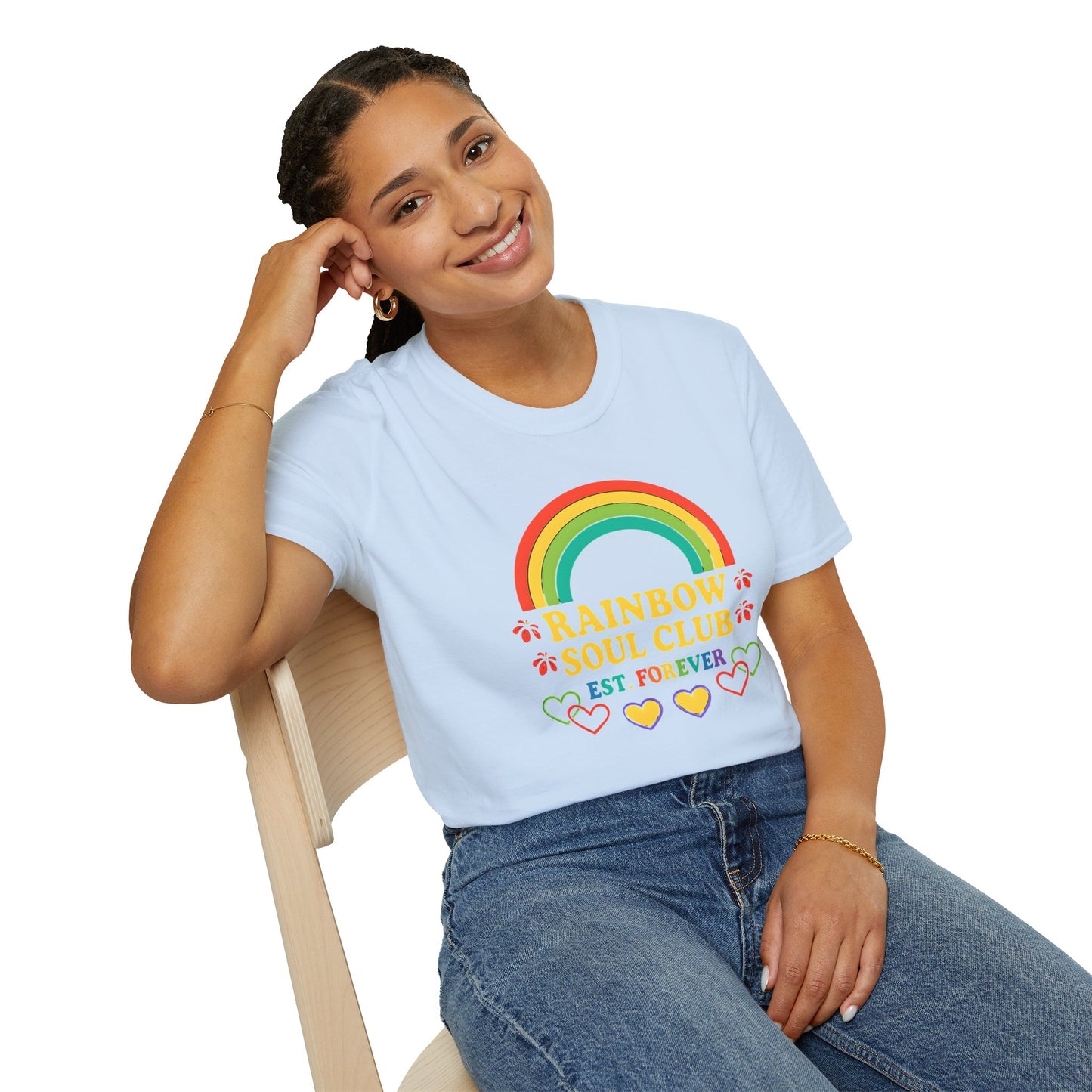 Rainbow Soul Club Pride T-Shirt, Retro Pride Tee, Cute Gift for Friends, LGBTQ+ Celebration Shirt, Summer Vibes Apparel, Casual Everyday