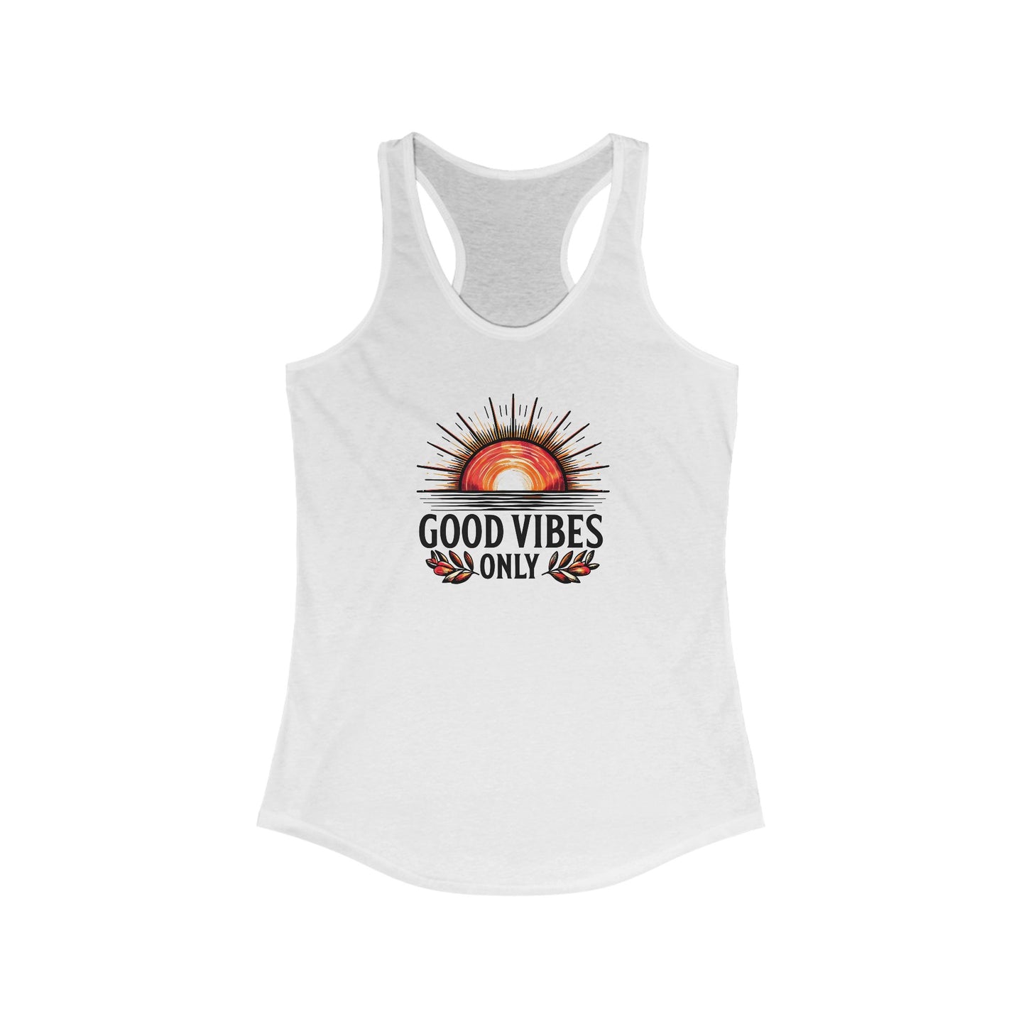 Good Vibes Only Racerback Tank - Boho Summer Top, Workout Tank, Vacation Apparel, Festival Wear, Gift for Her
