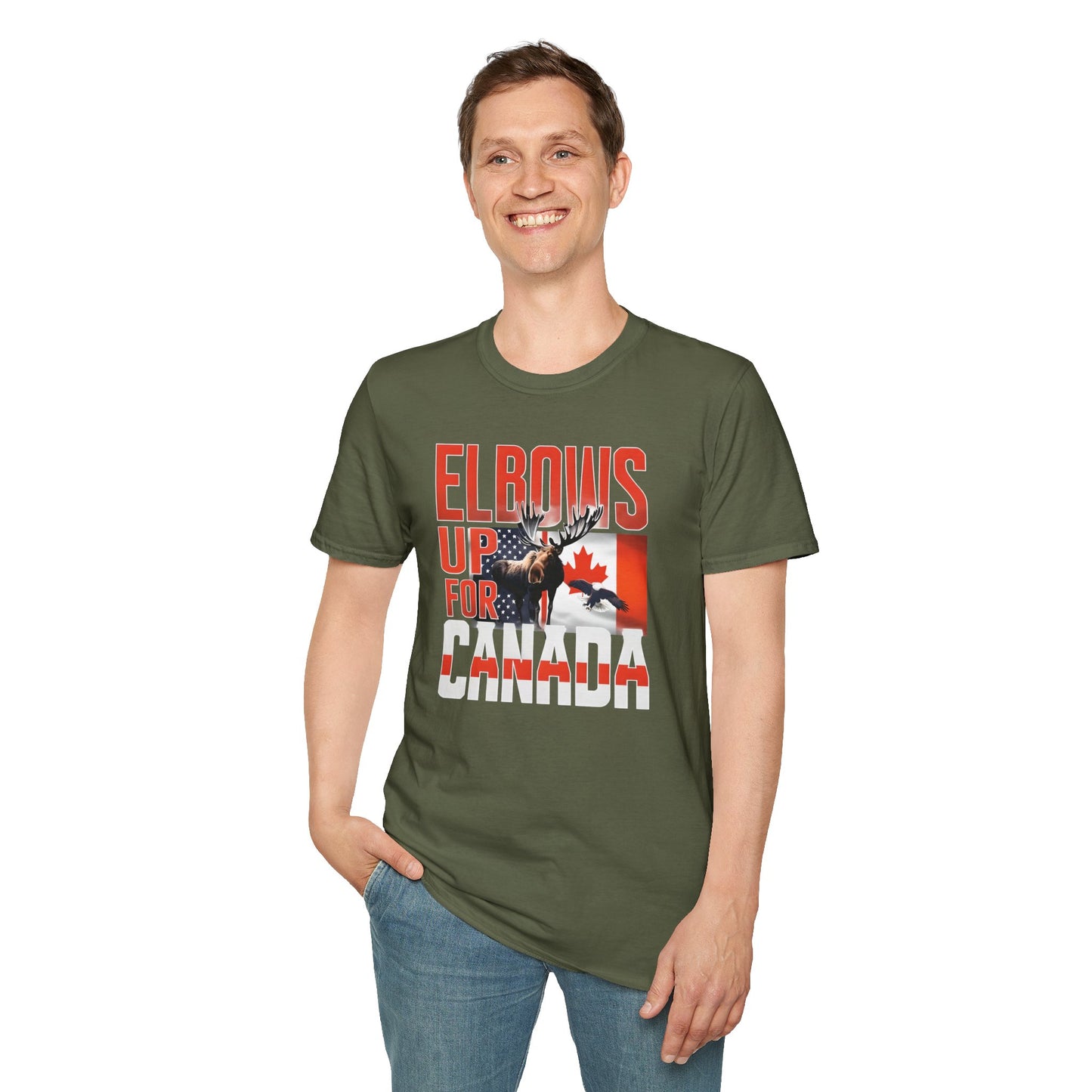 Elbows Up For Canada! Unisex Tee, Support Canada from Stateside Tee, Resistance T-shirt, Pro-Canada graphic Tee, unisex canada tee