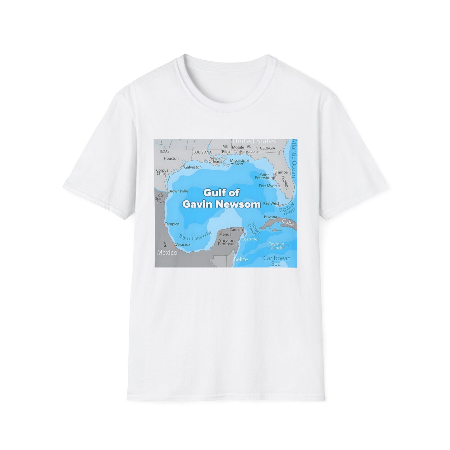 Gulf of Gavin Newsom Blue 2028 Unisex Softstyle T-Shirt, Political Tee, Election Day Shirt, Casual Fashion, Gift for Activists, Comfortable Everyday Wear