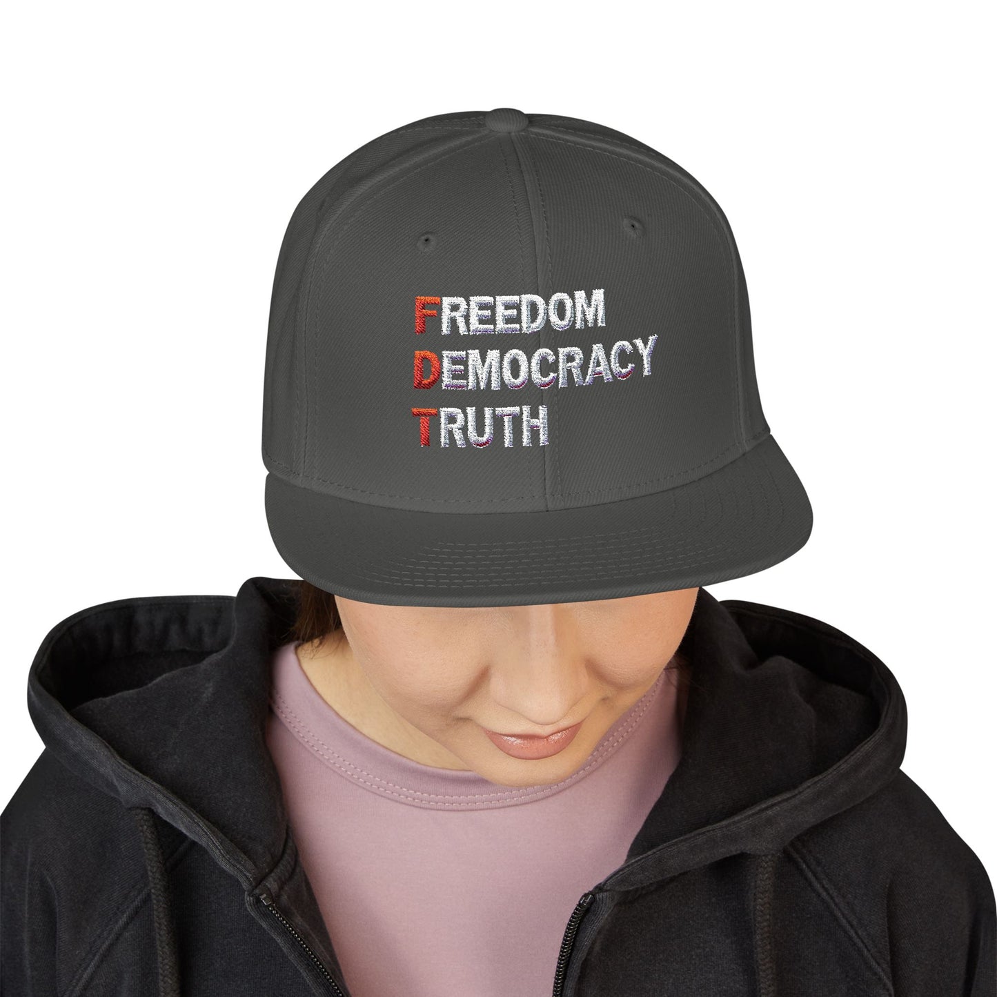 Freedom Democracy Truth Snapback Hat - Stylish Streetwear Cap for Casual Outfits, Perfect Gift for Sports Fans, Adjustable Fit