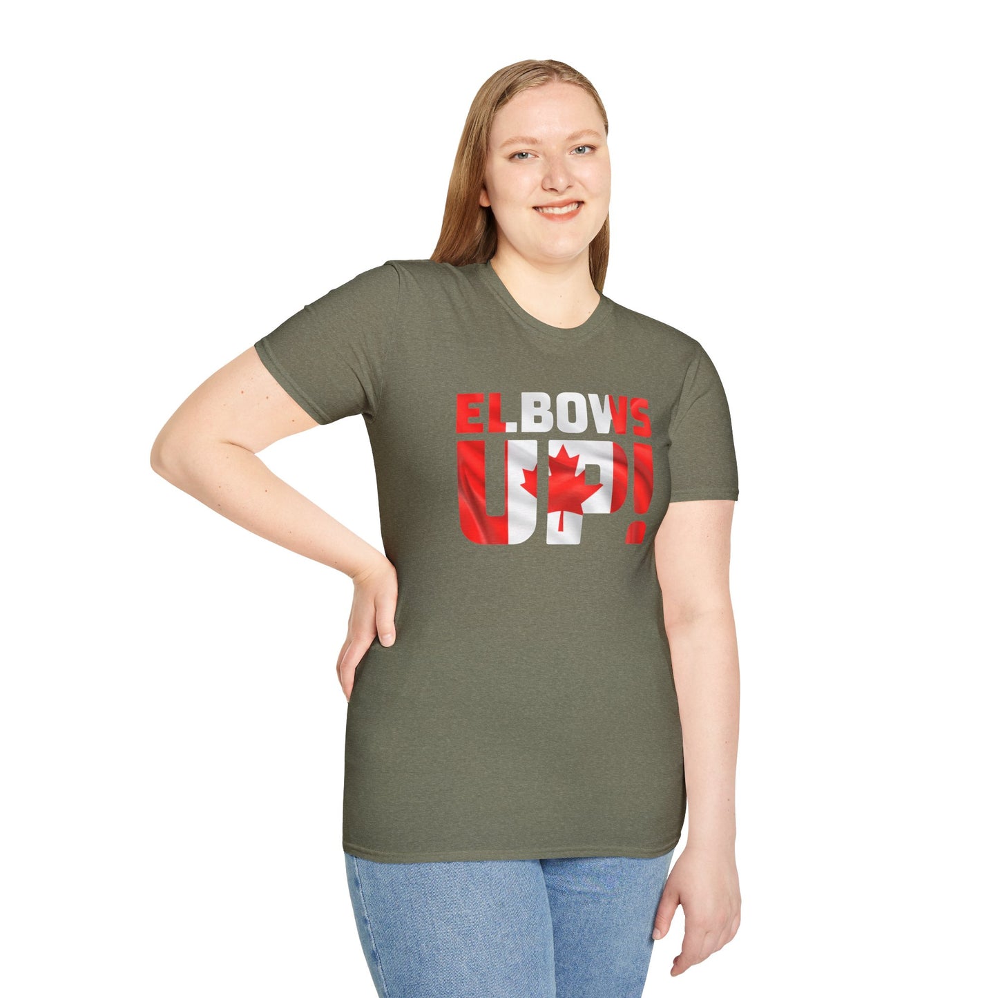 Canadian Pride Elbows Up T-Shirt, Unisex Tee, Fun Canada Day Apparel, Gift for Canada Lovers, Comfortable Travel Shirt