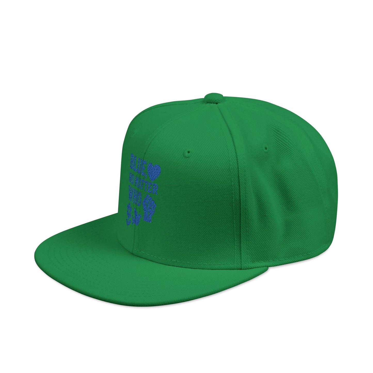 Blue, No Matter Who Cool Embroidered Snapback Hat for Trendsetters, Adjustable Cap, Gifts for Him, Streetwear Fashion, Summer Accessory, Casual Wear