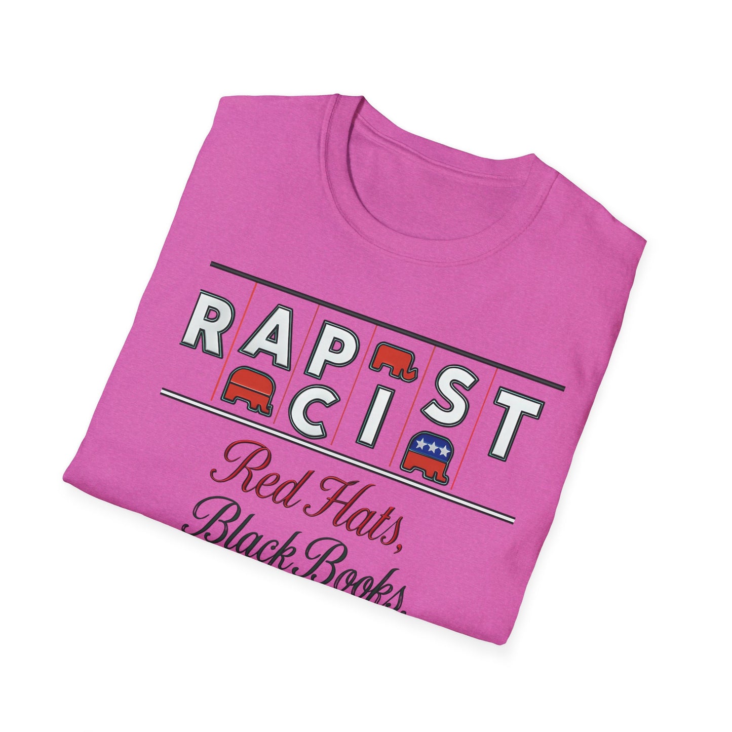 Red Hats, Black Book. Unisex Softstyle T-Shirt, Casual Tee, Statement Shirt, Political Humor, Gift for Activists, Unisex Graphic Tee