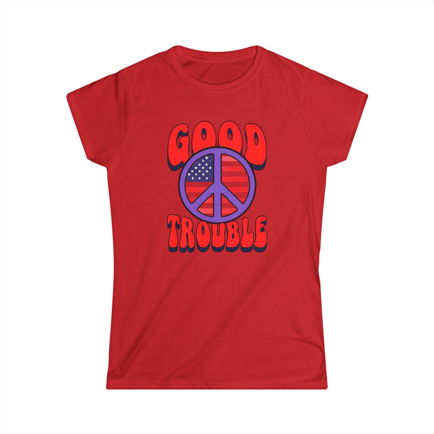 Women's Ladies Fit Tee - 'Good Trouble' Vintage Style, Casual Wear, Freedom Fashion, Political Statement Shirt, Peace Vibe Apparel