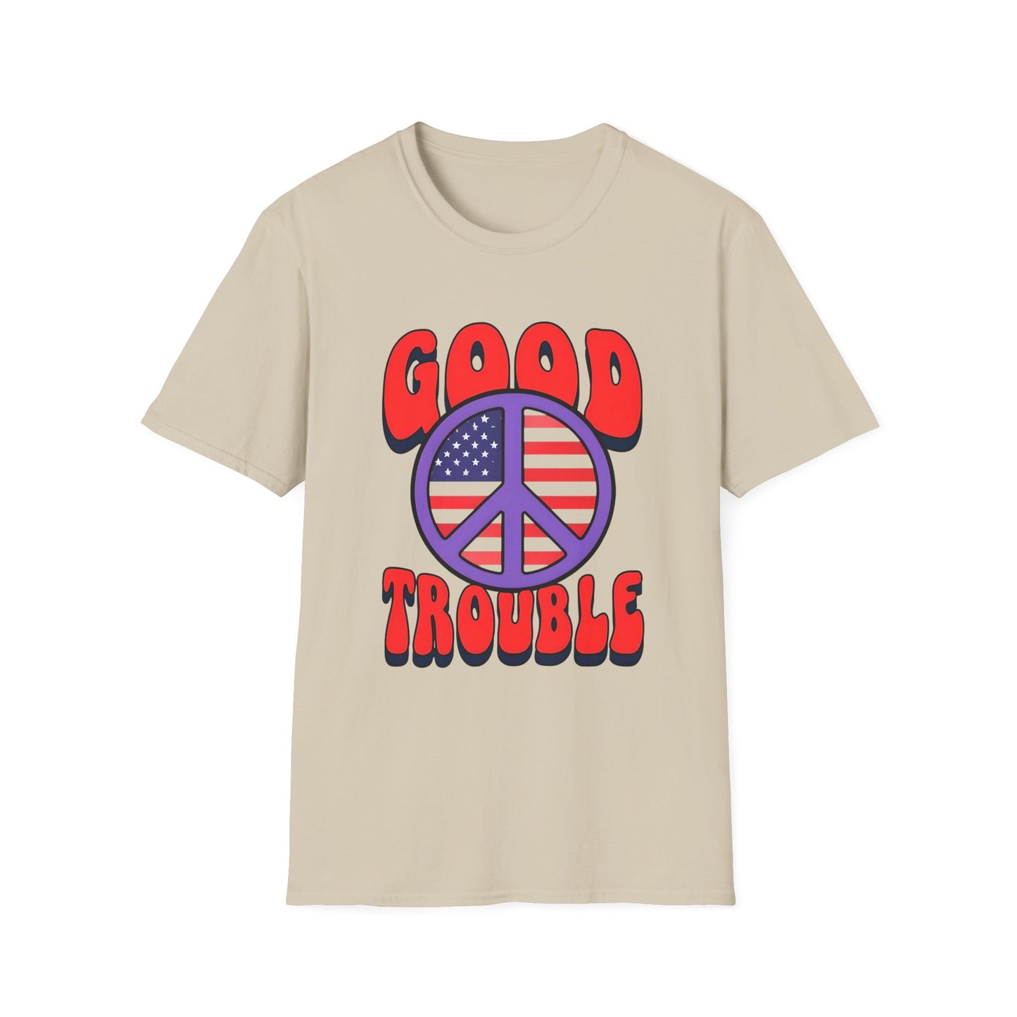 Peace & Good Trouble Unisex T-Shirt, Retro Graphic Tee, Casual Wear, Gift for Activists, July 4th Celebration Shirt