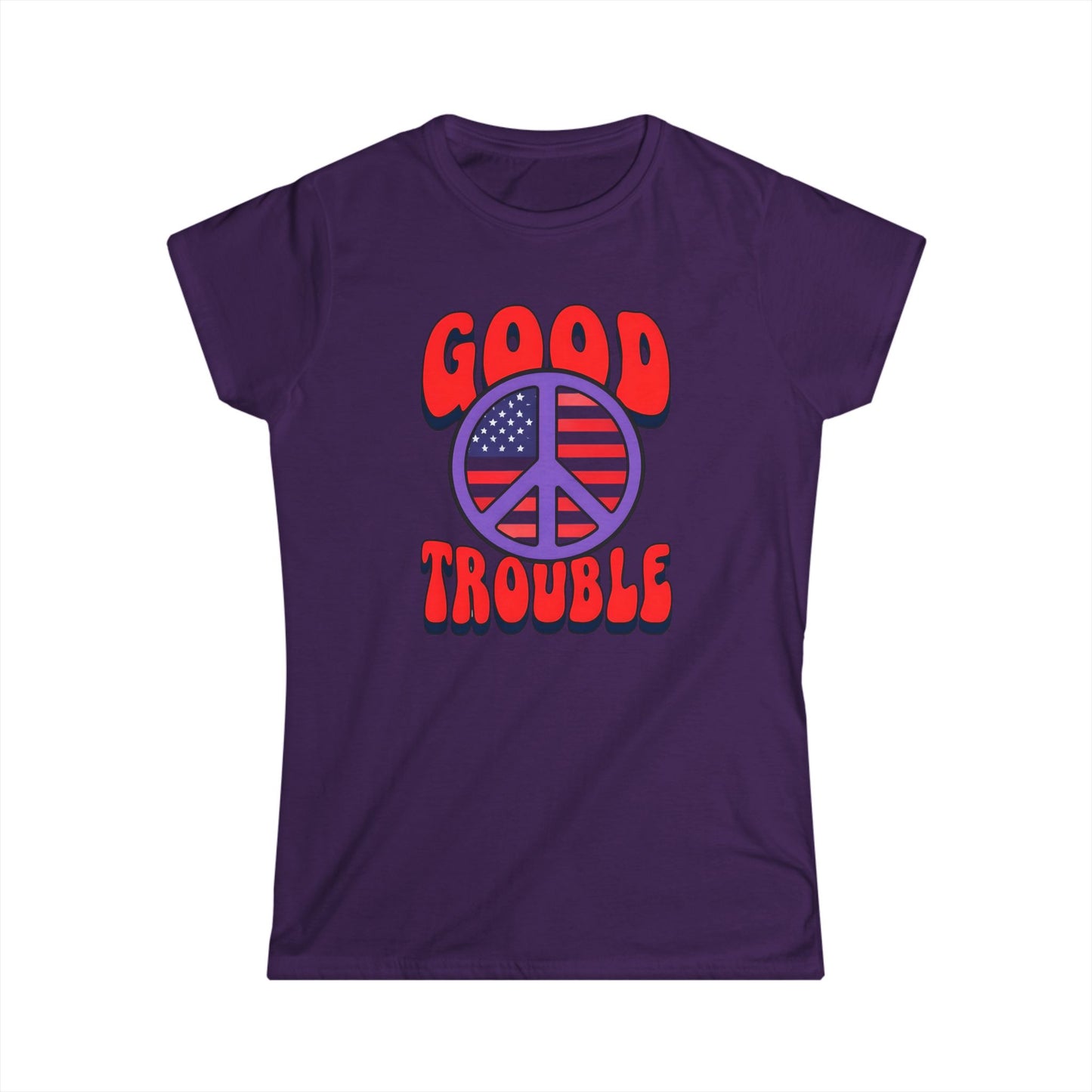 Women's Ladies Fit Tee - 'Good Trouble' Vintage Style, Casual Wear, Freedom Fashion, Political Statement Shirt, Peace Vibe Apparel