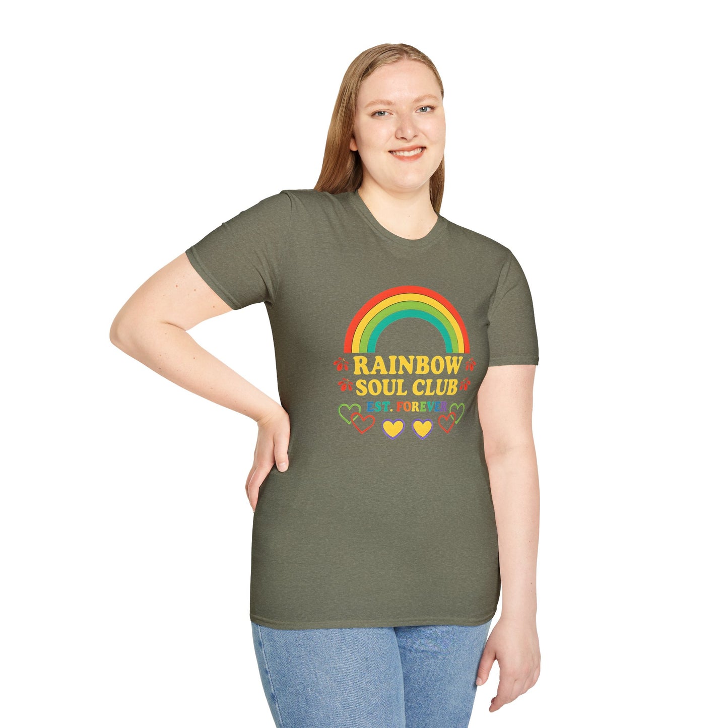 Rainbow Soul Club Pride T-Shirt, Retro Pride Tee, Cute Gift for Friends, LGBTQ+ Celebration Shirt, Summer Vibes Apparel, Casual Everyday