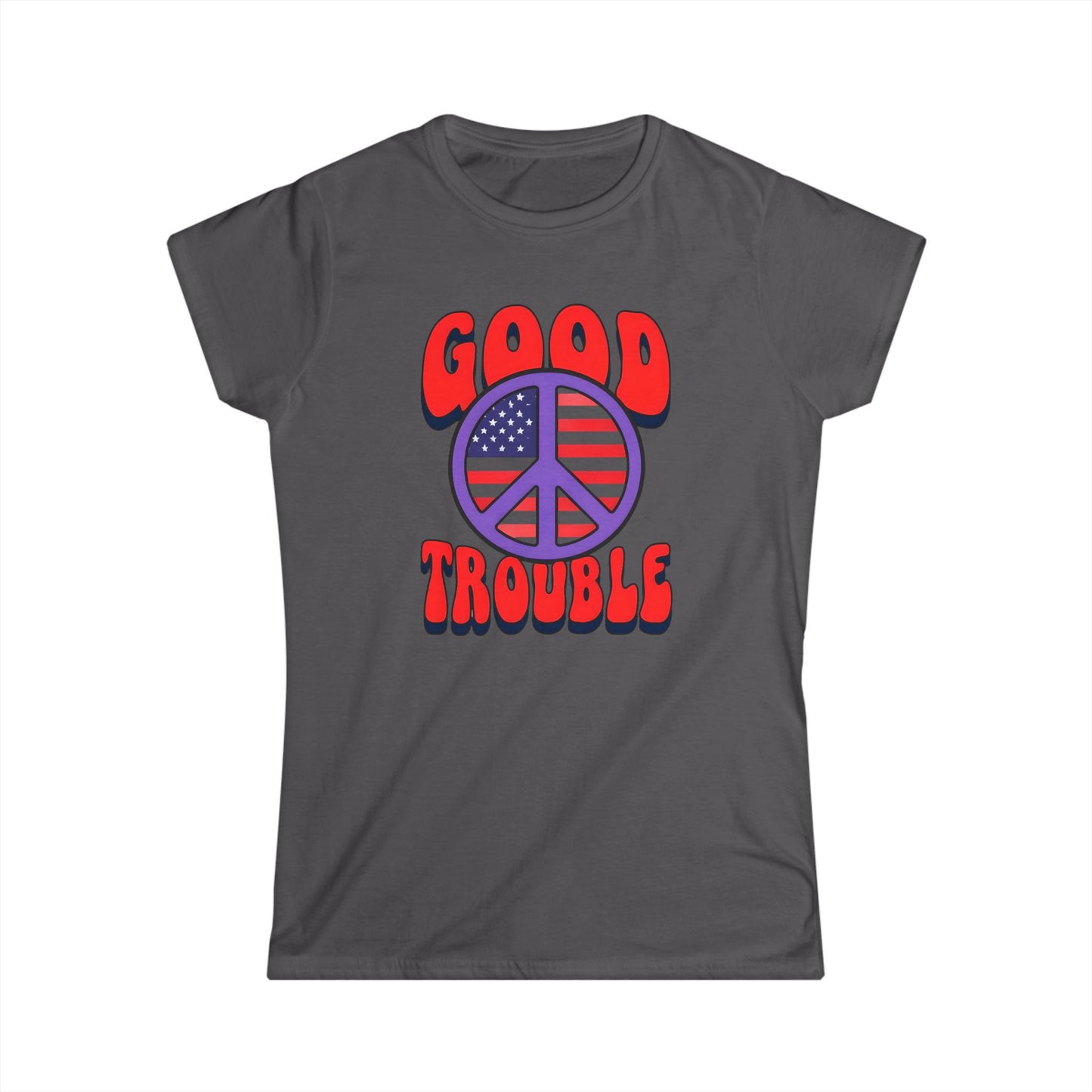 Women's Ladies Fit Tee - 'Good Trouble' Vintage Style, Casual Wear, Freedom Fashion, Political Statement Shirt, Peace Vibe Apparel