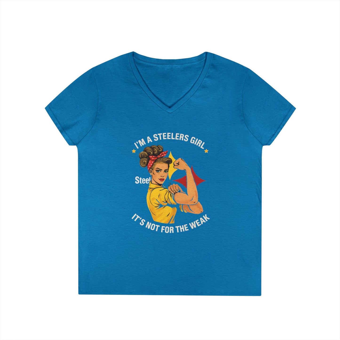 Steelers Girl V-Neck T-Shirt | Empowering Sports Apparel, Perfect for Game Day, Ladies' Casual Wear, Unique Gift Idea