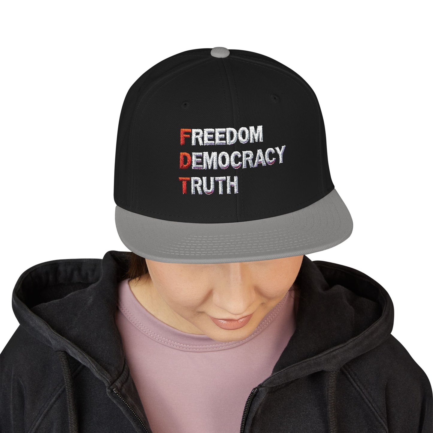 Freedom Democracy Truth Snapback Hat - Stylish Streetwear Cap for Casual Outfits, Perfect Gift for Sports Fans, Adjustable Fit