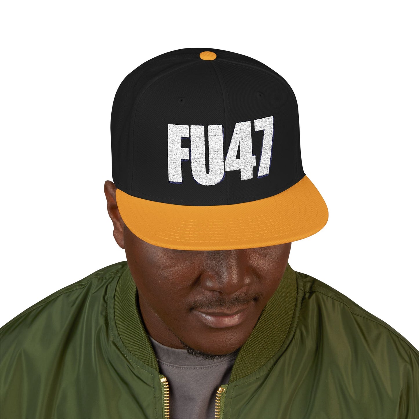 FU47 Snapback Cap, Trendy Embroidered Hat for Casual Style, Perfect for Gifting, Cool Streetwear Accessory, Unisex Cap