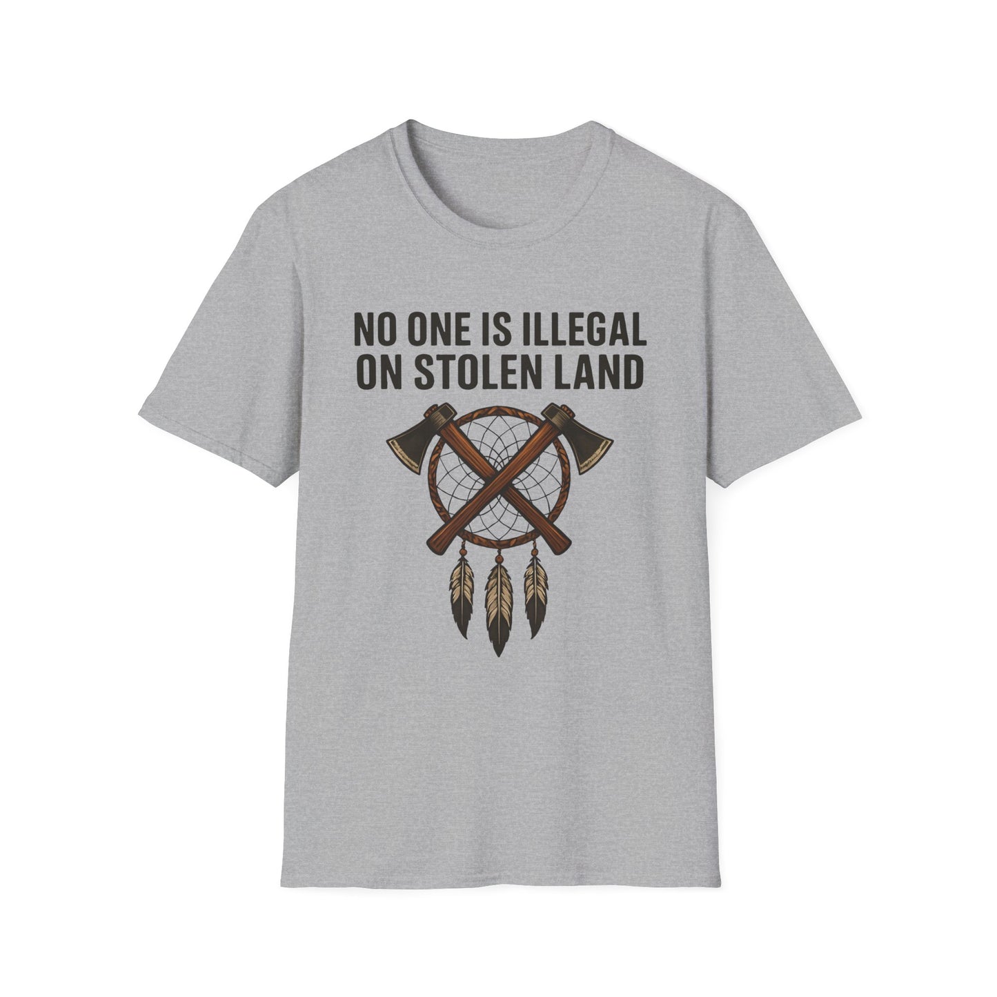 No One is illegal on Stolen Land t-shirt | Eco-Friendly Apparel, Casual Wear, Statement Tee, Social Justice Shirt, Gift Idea