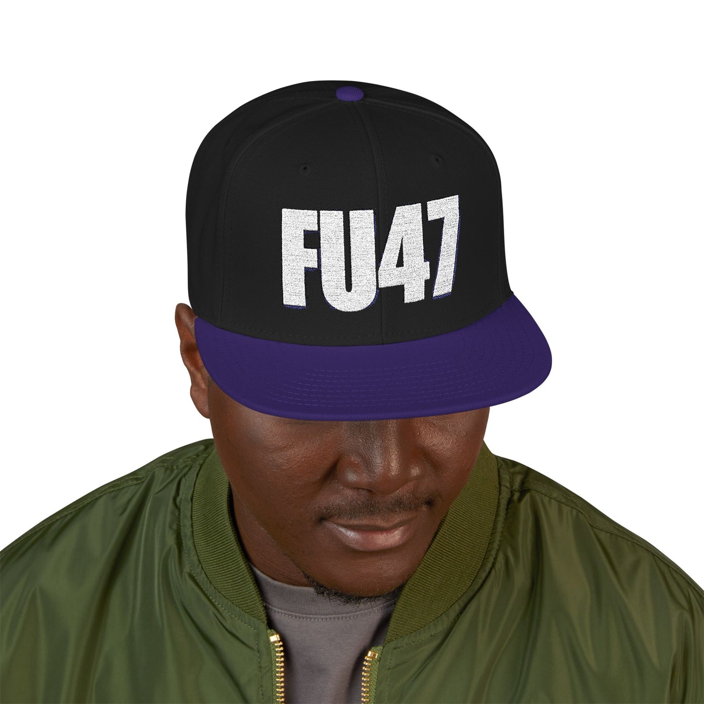 FU47 Snapback Cap, Trendy Embroidered Hat for Casual Style, Perfect for Gifting, Cool Streetwear Accessory, Unisex Cap