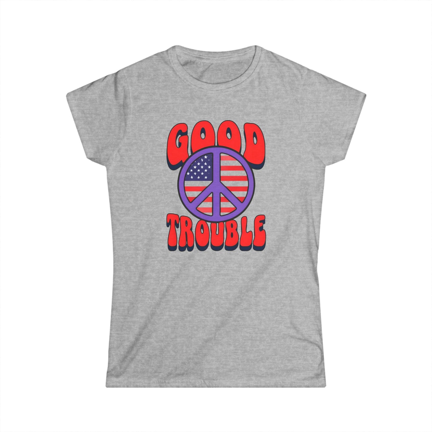 Women's Ladies Fit Tee - 'Good Trouble' Vintage Style, Casual Wear, Freedom Fashion, Political Statement Shirt, Peace Vibe Apparel