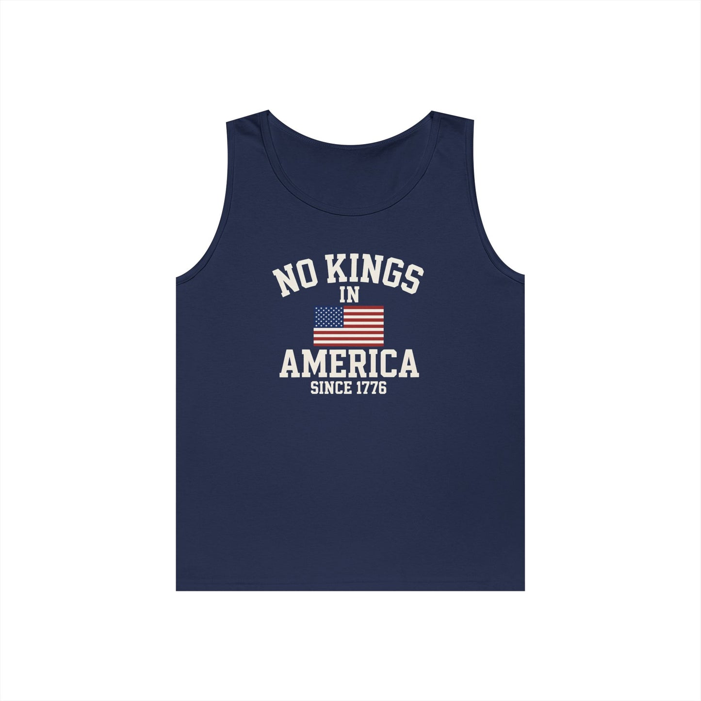 Unisex Heavy Cotton Tank Top - 'No Kings In America' Patriotic Tee, Independence Day Gift, Summer Wear, Casual Top, Freedom Statement Shirt