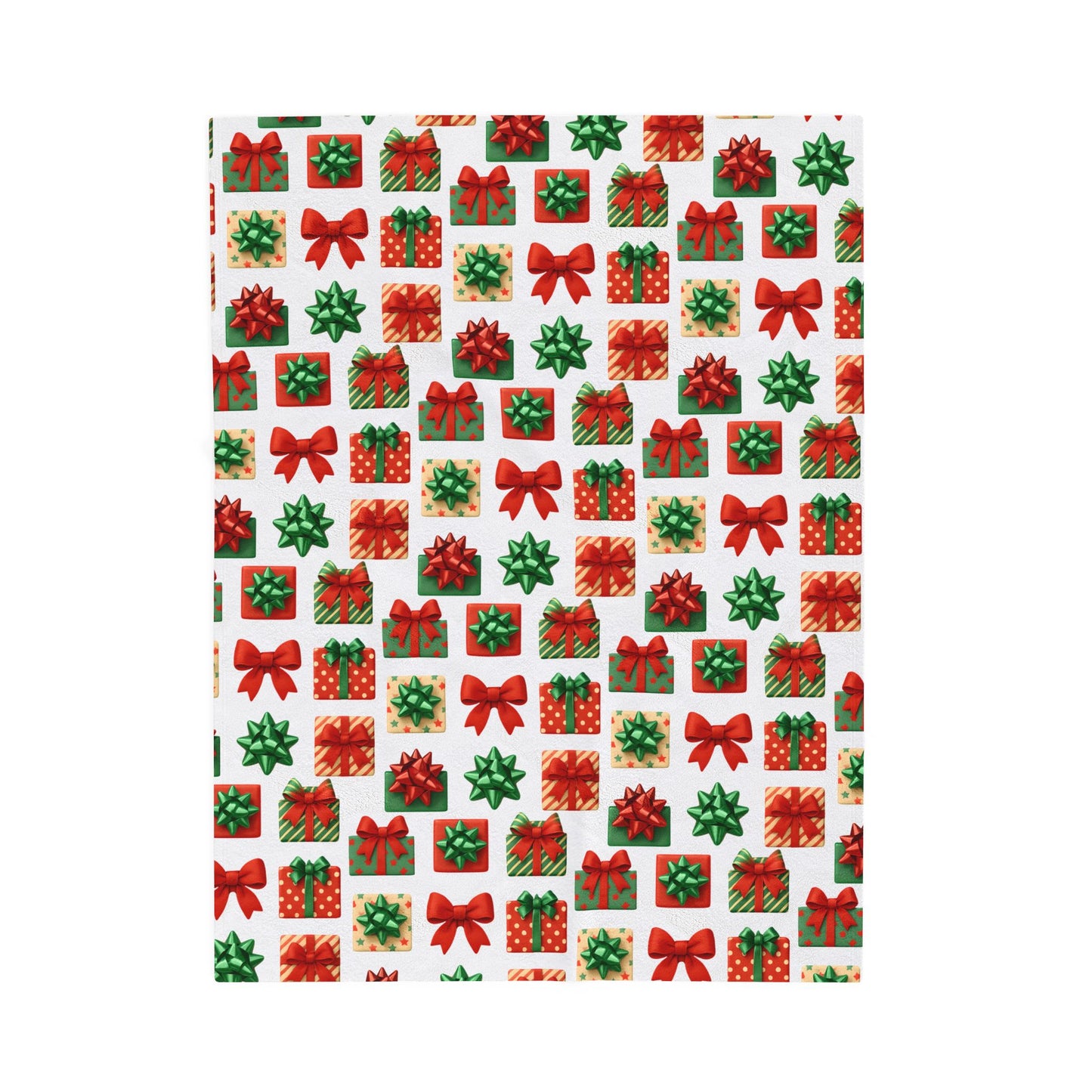 Festive Gift Print Velveteen Plush Blanket | Cozy Holiday Throw | Christmas Decor | Winter Gift | Soft and Warm Blanket