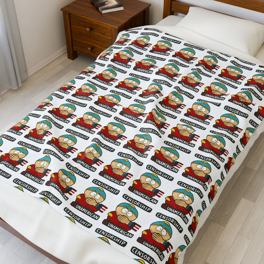 Cartman Cozy Velveteen Plush Blanket for Comfort, Cartoons, Gifts, Home Decor, Snuggling