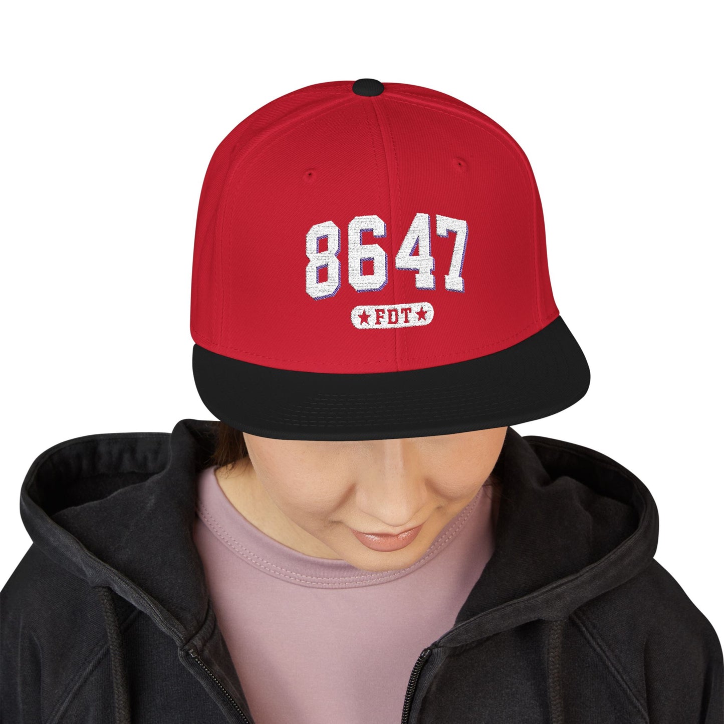 8647 FDT Snapback Cap, Embroidered Baseball Hat, Trendy Street Style, Gift for Political Enthusiasts, Unisex Fashion Headwear