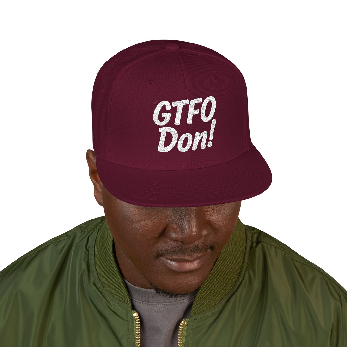 GTFO Don! Snapback Cap - Funny Embroidered Hat, Casual Streetwear, Gift for Friends, Party Accessory, Unisex Style