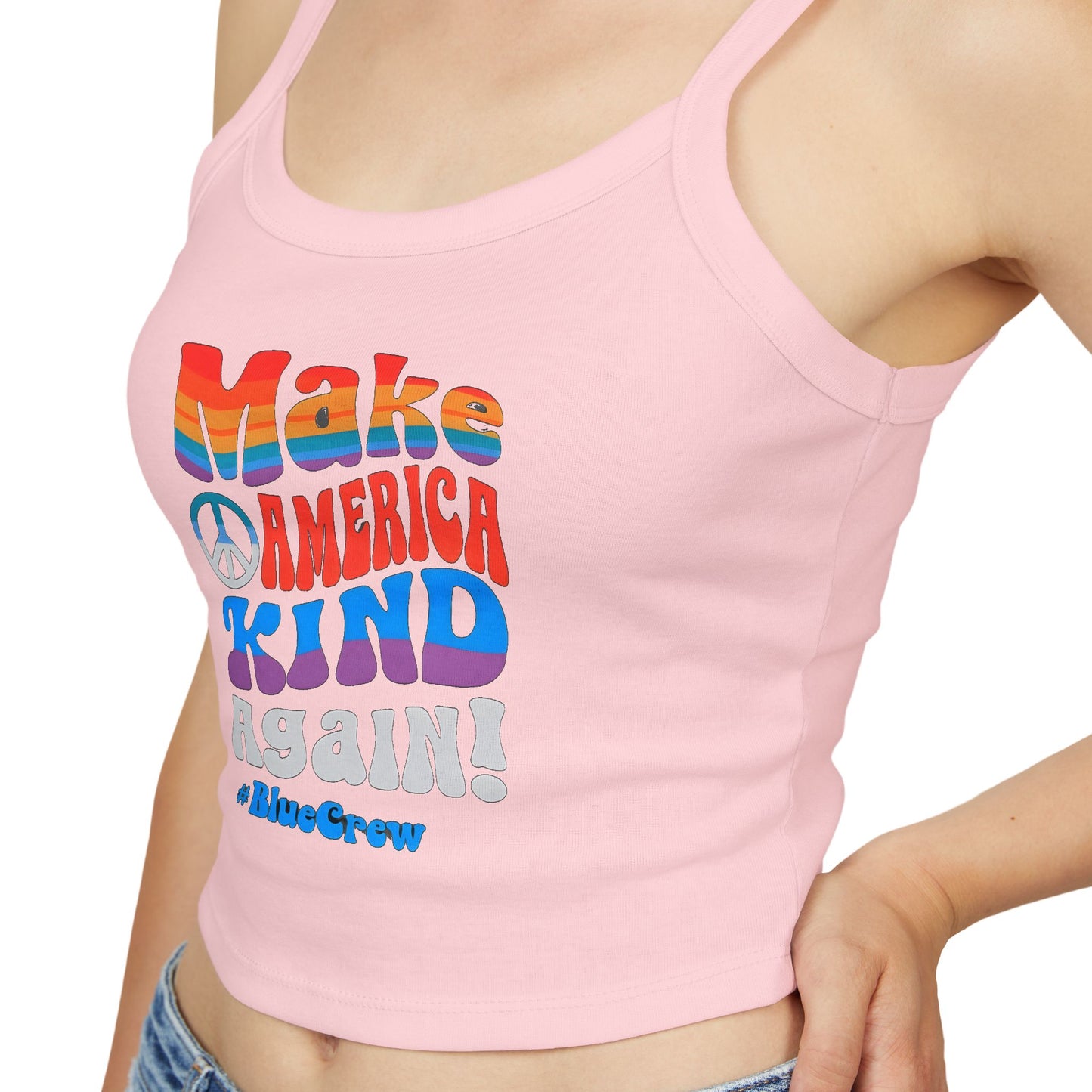 Make America Kind Again #BlueCrew Spaghetti Strap Tank Top, Blue Crew Tank top, Blue Crew Spaghetti Strap Tank Top