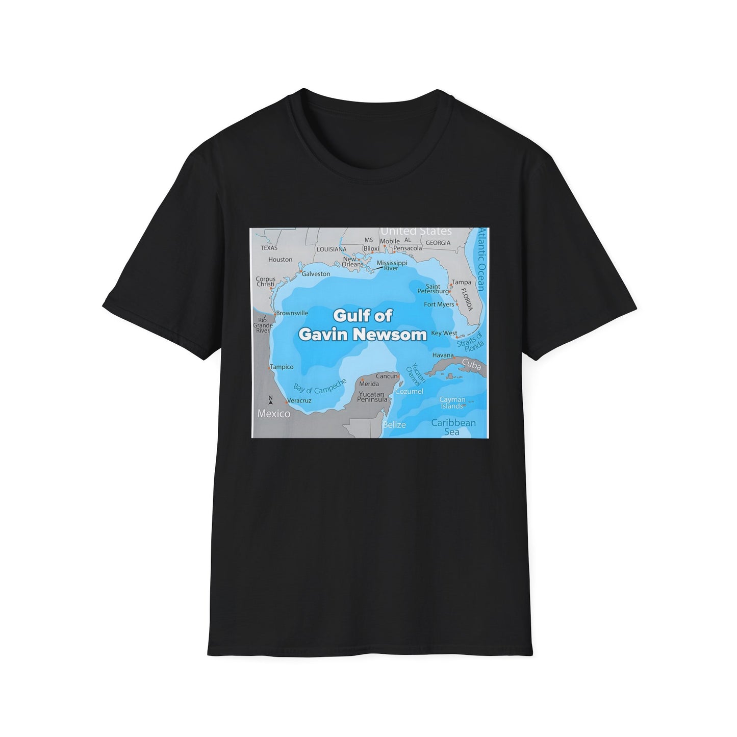 Gulf of Gavin Newsom Blue 2028 Unisex Softstyle T-Shirt, Political Tee, Election Day Shirt, Casual Fashion, Gift for Activists, Comfortable Everyday Wear