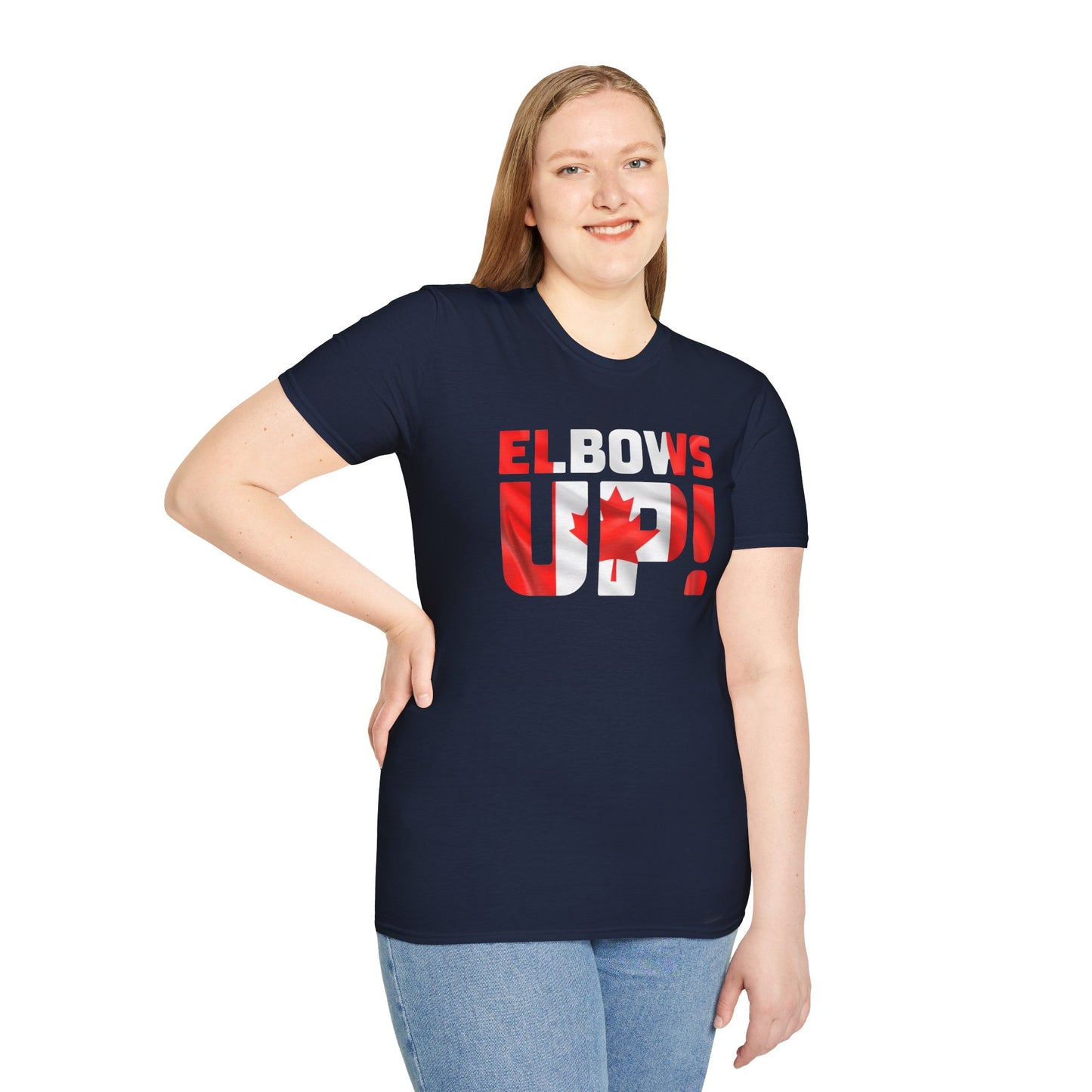 Canadian Pride Elbows Up T-Shirt, Unisex Tee, Fun Canada Day Apparel, Gift for Canada Lovers, Comfortable Travel Shirt