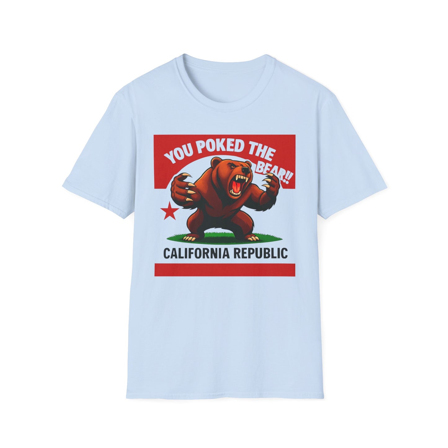 You Poked The Bear!! California Bear Graphic Tee, Unisex Softstyle T-Shirt, Cute Funny Shirt, Gift for Friends, California Pride Apparel