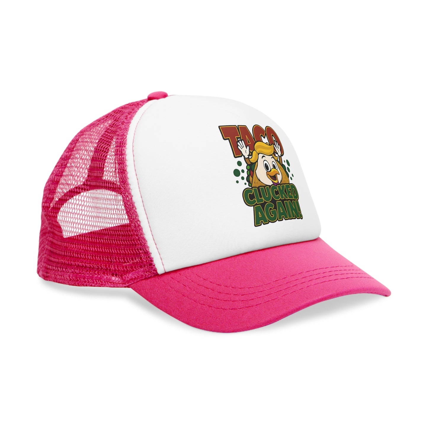 Funny Taco Mesh Cap - Taco Lovers Trucker Hat, Gift for Foodies, Quirky Fashion Accessory, BBQ, Party, Culinary Fun, Clucked Again!