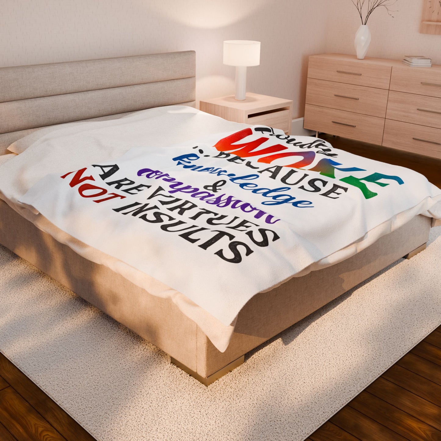 Woke Verse Plush Blanket, Cozy Gift for Activists, Soft Home Decor, Thoughtful Present, Inspirational Throw