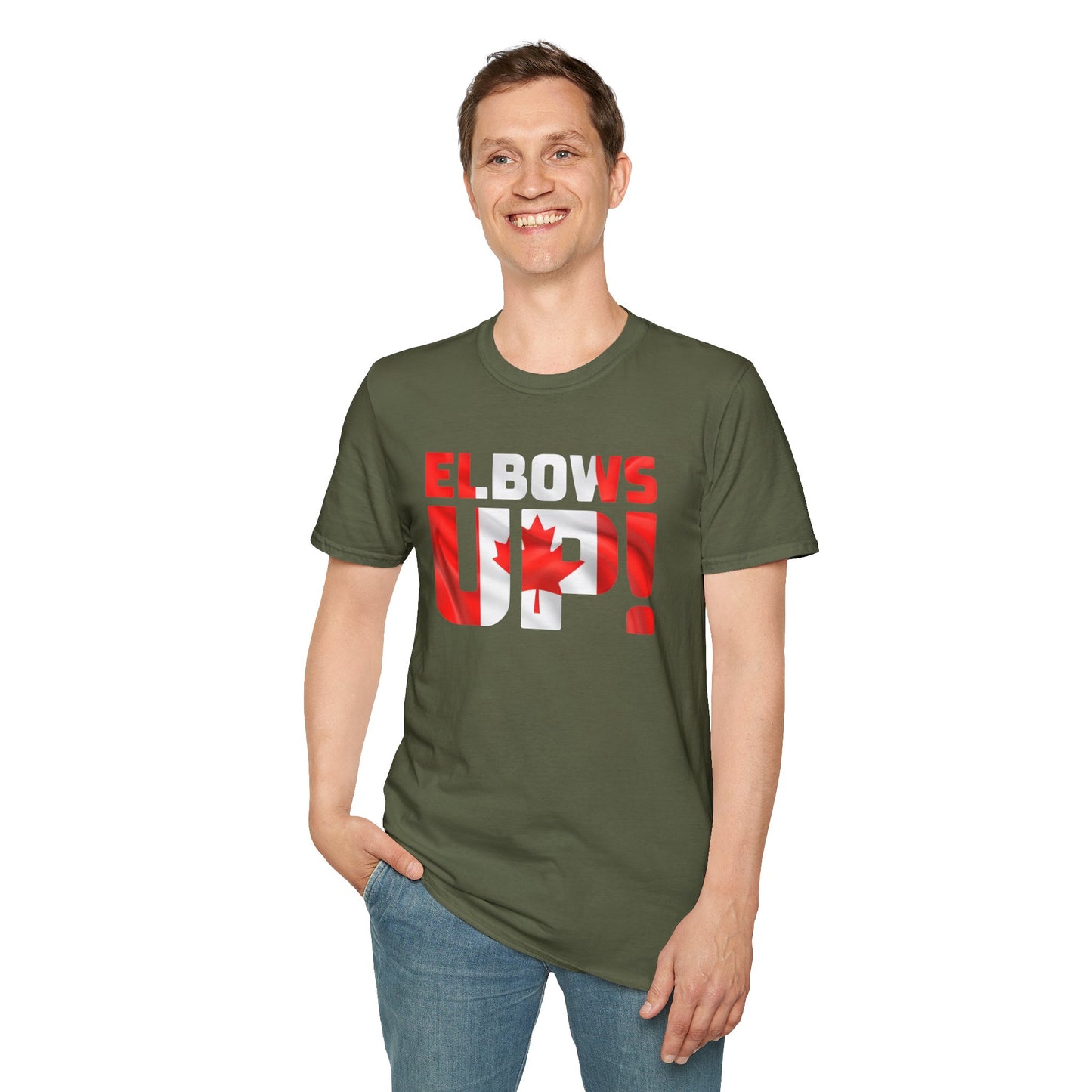 Canadian Pride Elbows Up T-Shirt, Unisex Tee, Fun Canada Day Apparel, Gift for Canada Lovers, Comfortable Travel Shirt