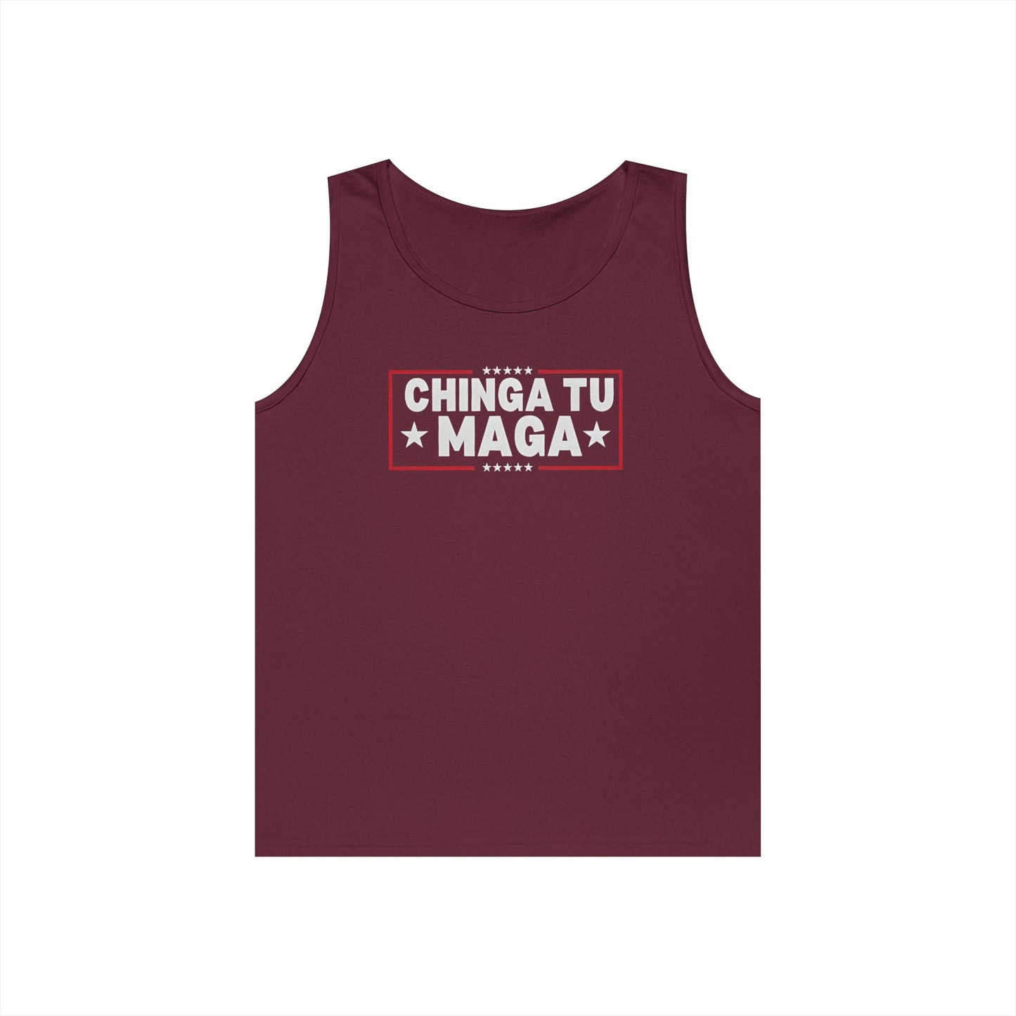 Chinga Tu Maga Tank Top | Unisex Heavy Cotton Tank | Casual Summer Wear, Funny Gift, Party Outfit, LGBTQ+ Pride Apparel, Statement Tee