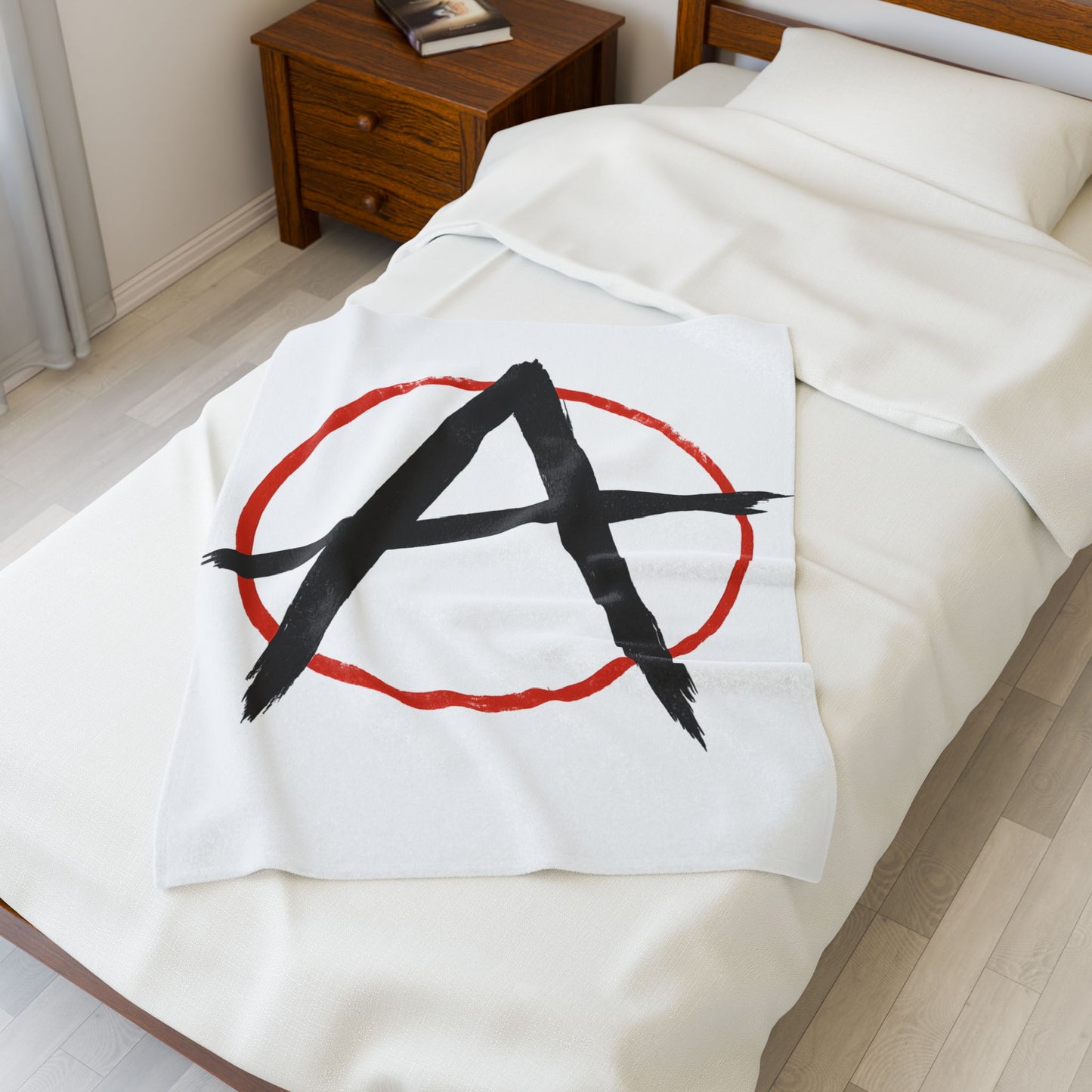 Anarchy Rebellious Plush Blanket, Cozy Throw Blanket, Anarchy Symbol Blanket, Soft Velvet Blanket for Home Decor, Gift for Activists
