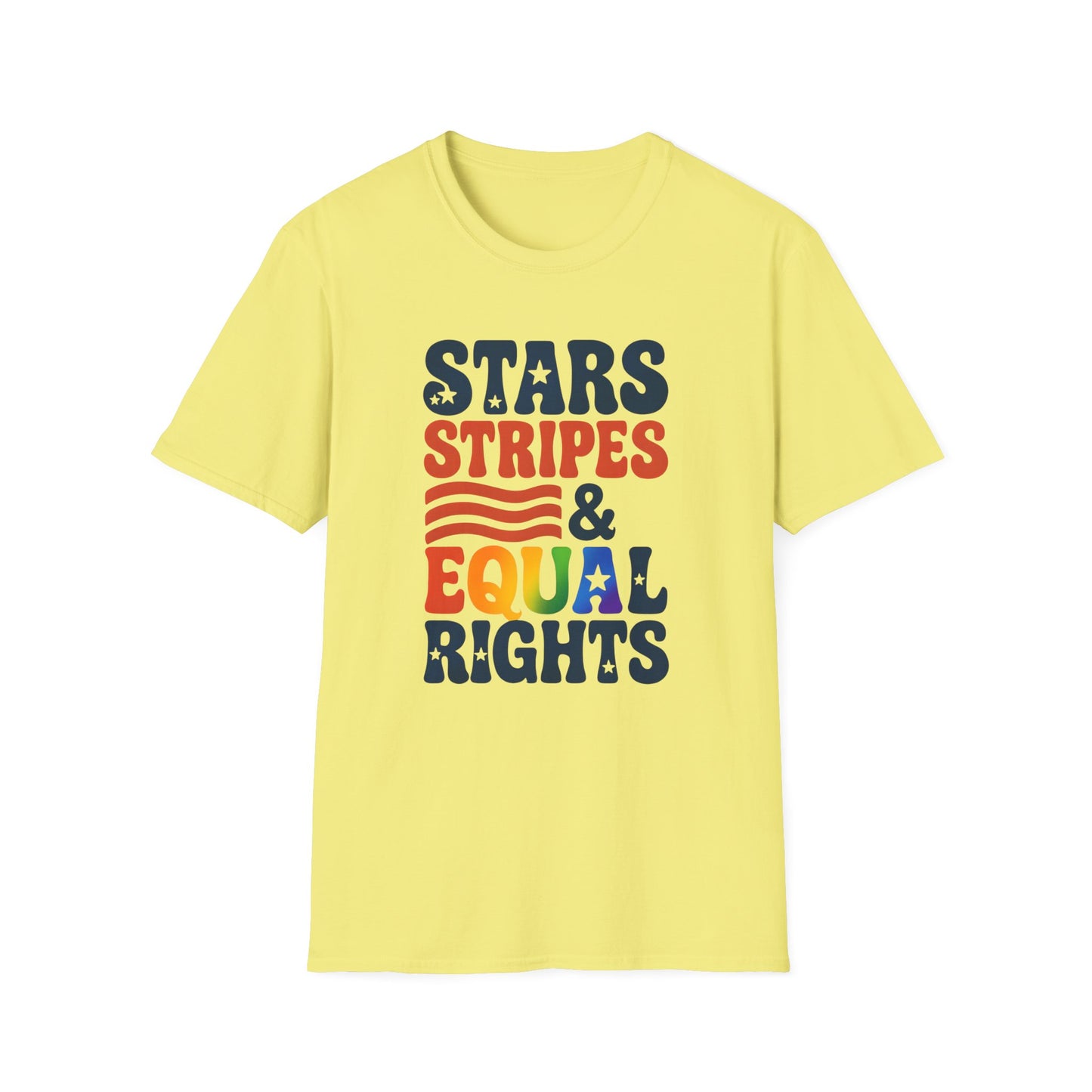 Stars Stripes and Equal Rights unisex tee, Casual protest Gift, LGBTQ tee, Unisex Softstyle Shirt,  Family Wear, gay rights