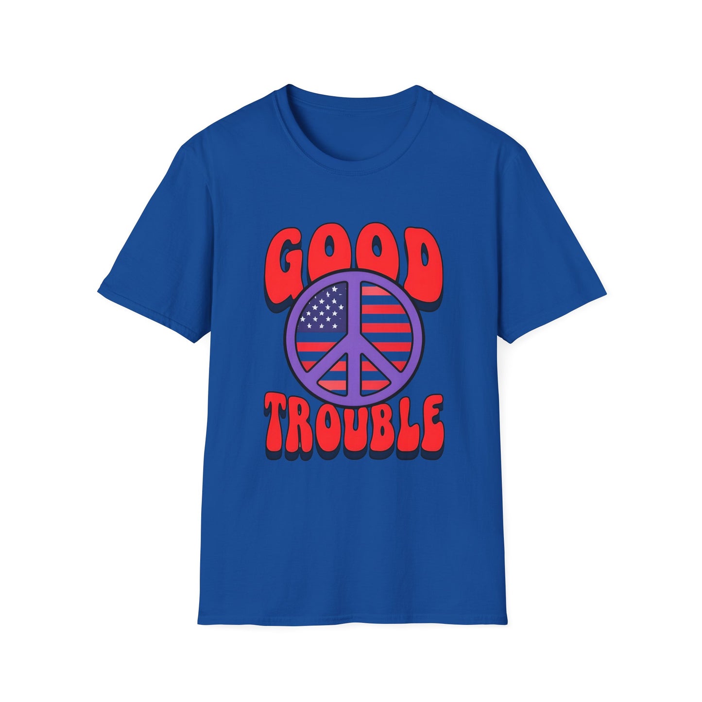 Peace & Good Trouble Unisex T-Shirt, Retro Graphic Tee, Casual Wear, Gift for Activists, July 4th Celebration Shirt