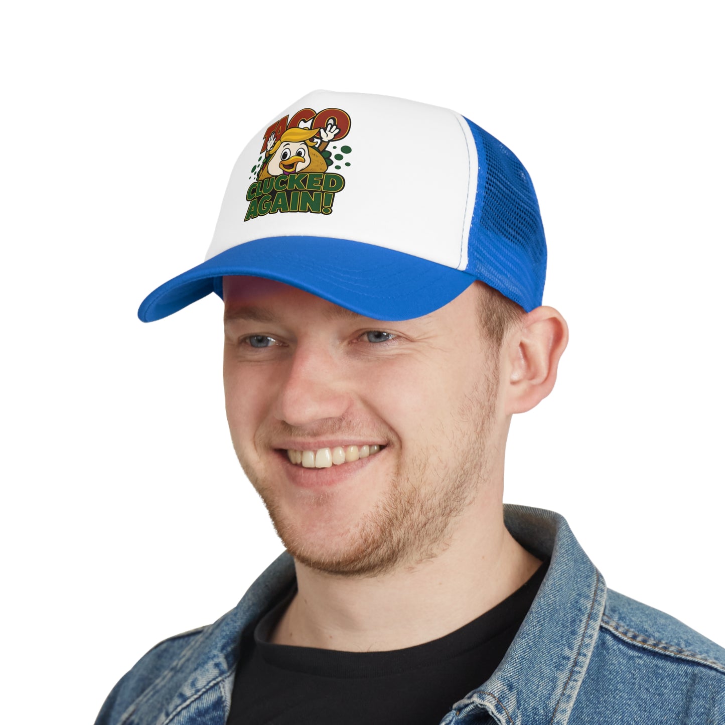 Funny Taco Mesh Cap - Taco Lovers Trucker Hat, Gift for Foodies, Quirky Fashion Accessory, BBQ, Party, Culinary Fun, Clucked Again!