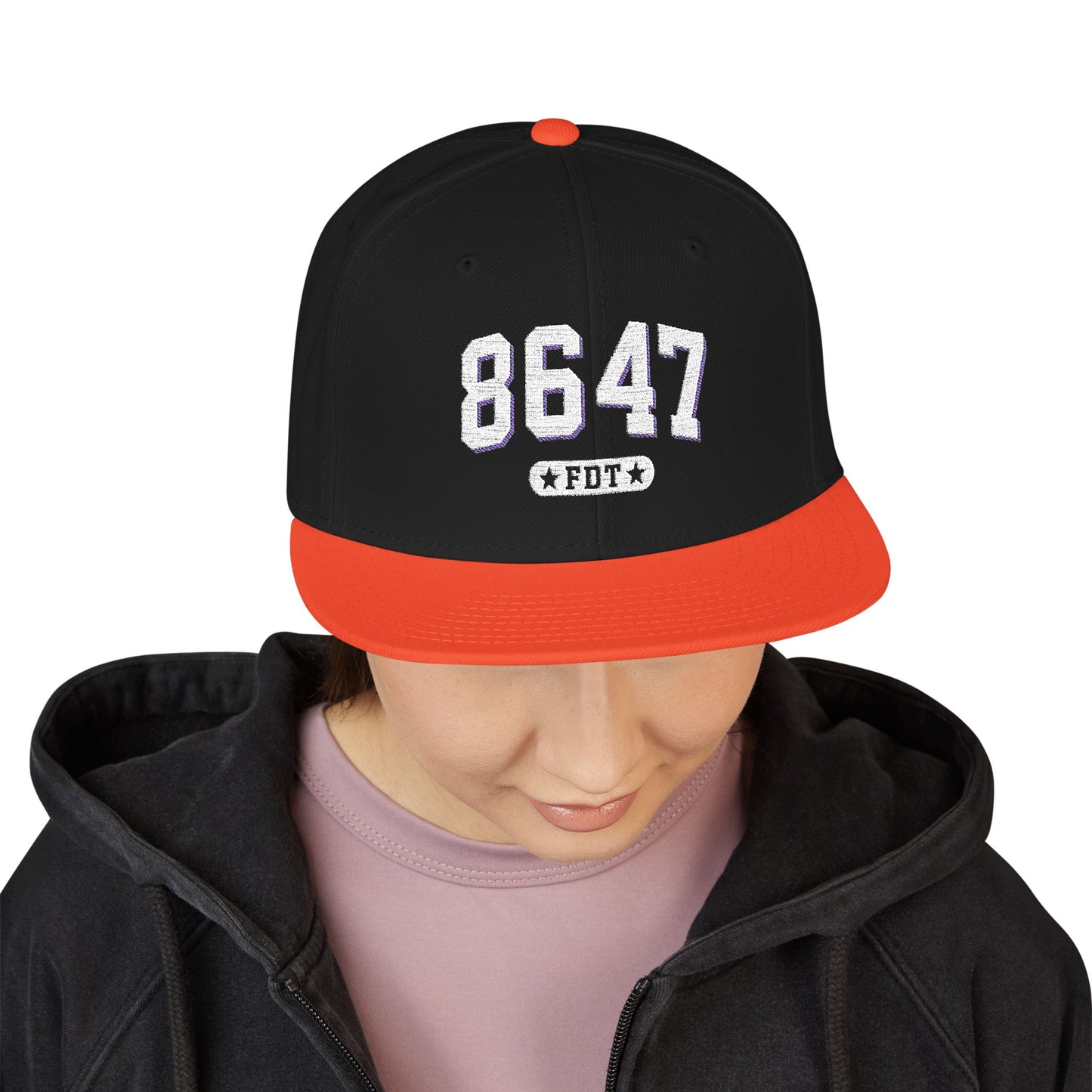 8647 FDT Snapback Cap, Embroidered Baseball Hat, Trendy Street Style, Gift for Political Enthusiasts, Unisex Fashion Headwear