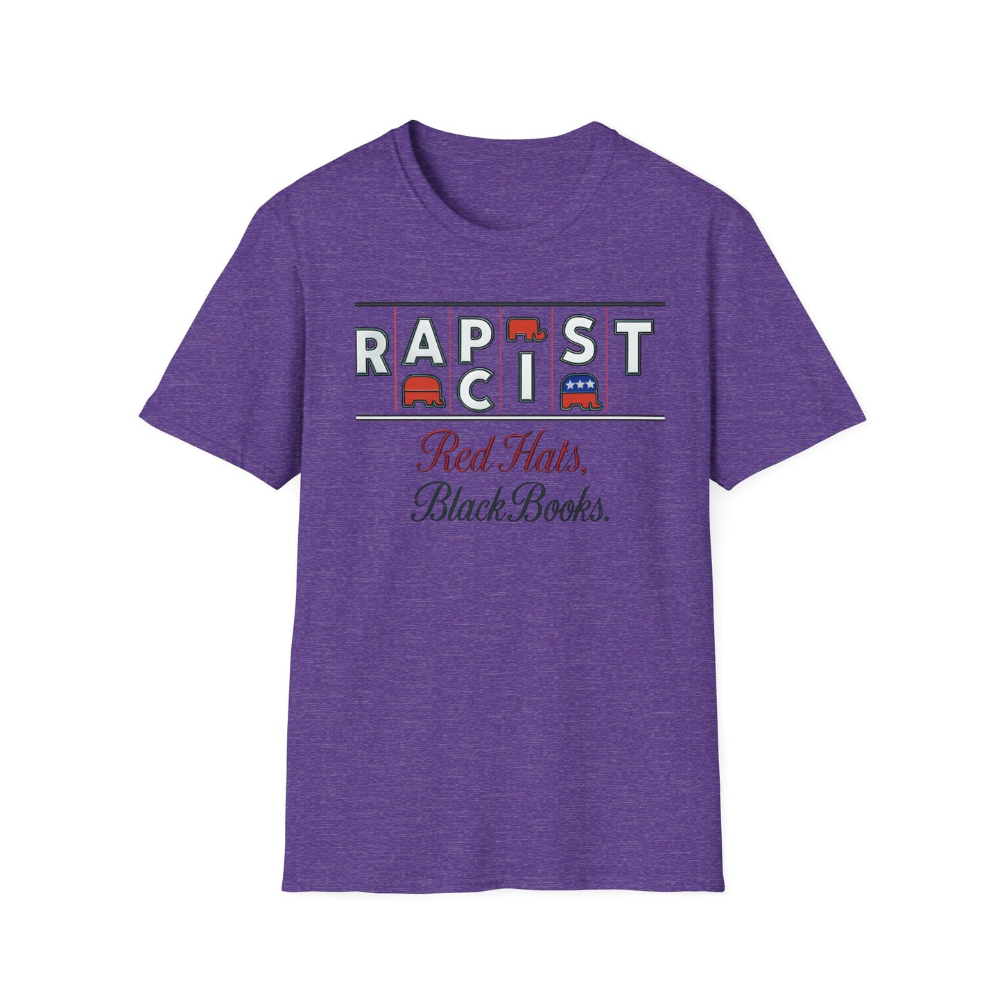 Red Hats, Black Book. Unisex Softstyle T-Shirt, Casual Tee, Statement Shirt, Political Humor, Gift for Activists, Unisex Graphic Tee